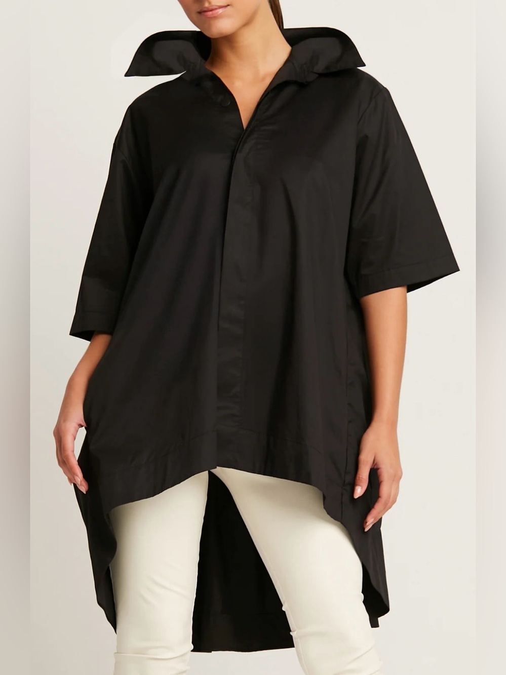 NWOT PLANET Cotton Pleat Back Shirt Black One Size